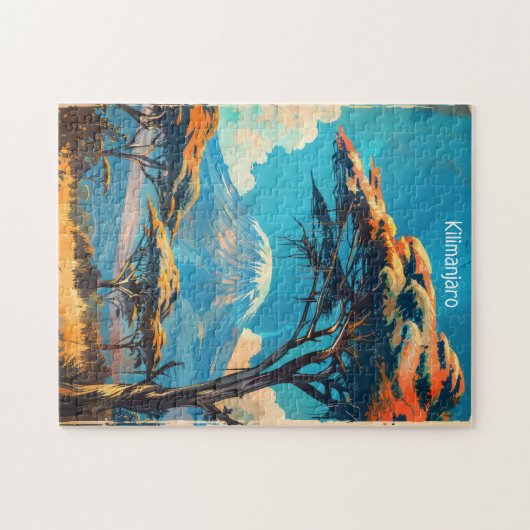 山キリマンジャロタンザニアヴィンテージ旅行 ジグソーパズル (横)