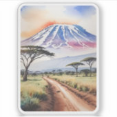 山キリマンジャロタンザニア水彩色 シール (正面)