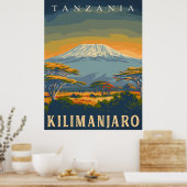山キリマンジャロ、タンザニア素晴らしヴィンテージ ポスター (キッチン)