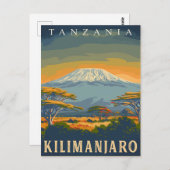 山キリマンジャロ、タンザニア素晴らしヴィンテージ ポストカード (正面/裏面)