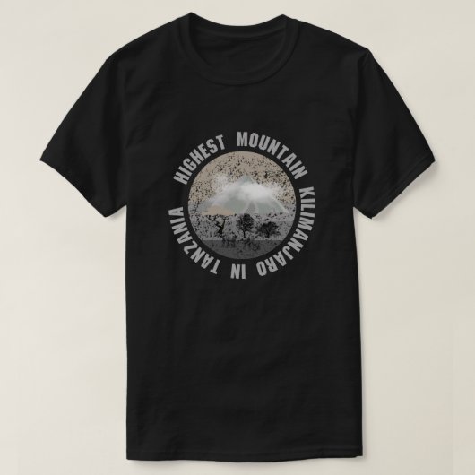 山キリマンジャロ(英語：山キリマンジャロ) Tシャツ (デザイン正面)