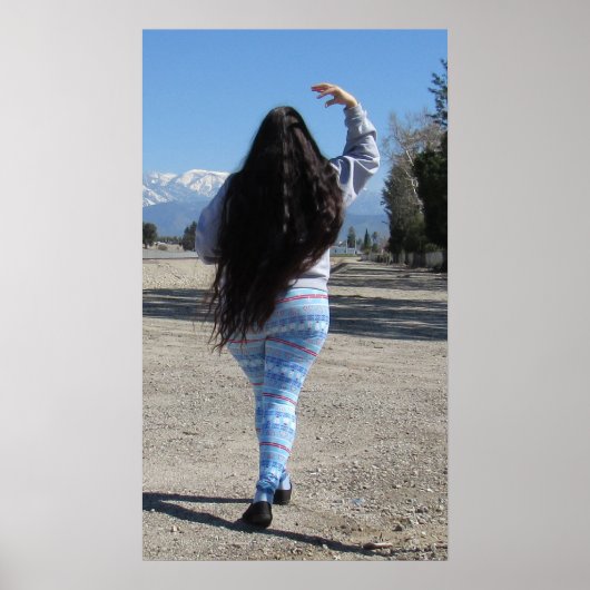 山クラシックの上の長さの髪と雪 ポスター (正面)