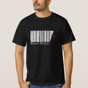 山クール登り男バーコード Tシャツ
