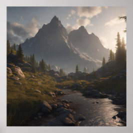 山クール風景AIアート ポスター