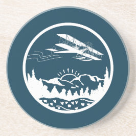 山クール飛んでいる青・白の飛行機 コースター