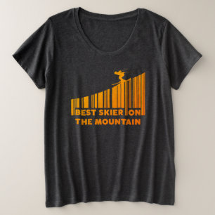 山クールPlのバ最高のーコードデザインスキーヤー プラスサイズTシャツ