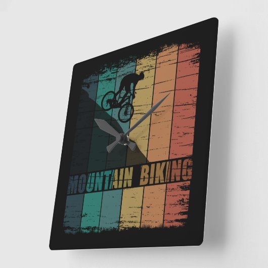 山サイクリングヴィンテージ スクエア壁時計 (傾斜)