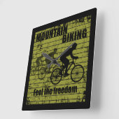 山サイクリングMTB スクエア壁時計 (傾斜)