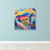 山サイケデリック中円板ゴルフ場 キャンバスプリント (インサイチュ (ウッドフロア))