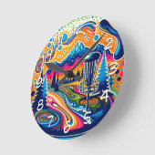 山サイケデリック中円板ゴルフ場 ラウンド壁時計 (傾斜)