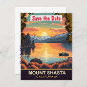 山シャスタ，カリフォルニア，旅行はがき， セーブザデート (正面/裏面)