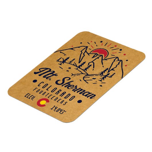 山シャーマンコロラド14ersマウンテンミニマリスト マグネット (左側)