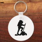 山シンプルハイキングマンブラックシルエット キーホルダー (正面)