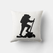 山シンプルハイキングマンブラックシルエット クッション (裏面)