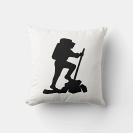 山シンプルハイキングマンブラックシルエット クッション