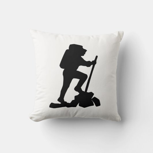 山シンプルハイキングマンブラックシルエット クッション (正面)