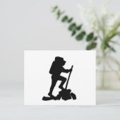 山シンプルハイキングマンブラックシルエット ポストカード (スタンド正面)