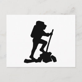山シンプルハイキングマンブラックシルエット ポストカード