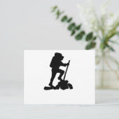 山シンプルハイキングマンブラックシルエット ポストカード (スタンド正面)