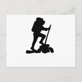 山シンプルハイキングマンブラックシルエット ポストカード