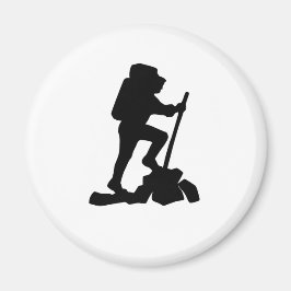 山シンプルハイキングマンブラックシルエット マグネット