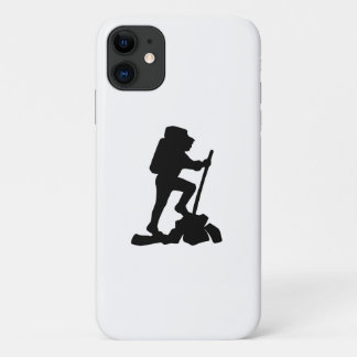 山シンプルハイキングマンブラックシルエット iPhone 11 ケース