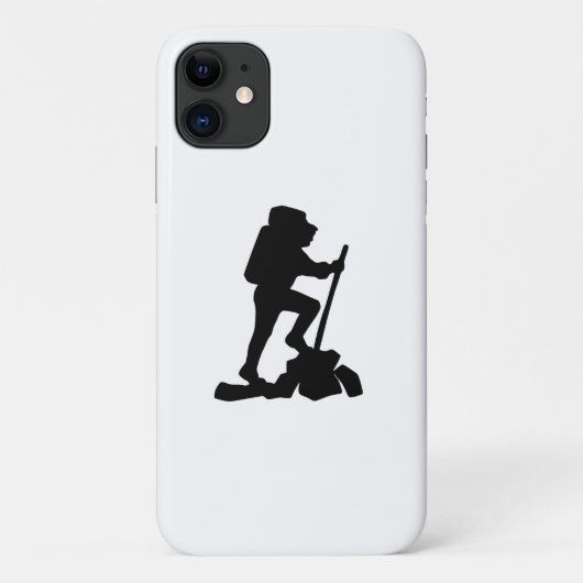 山シンプルハイキングマンブラックシルエット Case-Mate iPhoneケース (裏面)
