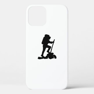 山シンプルハイキングマンブラックシルエット iPhone 12ケース