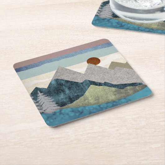 山ストライプの空 スクエアペーパーコースター (アングル)