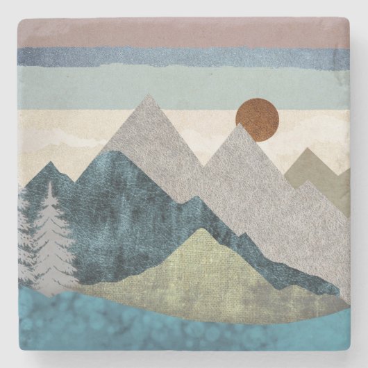 山ストライプの空 ストーンコースター (正面)