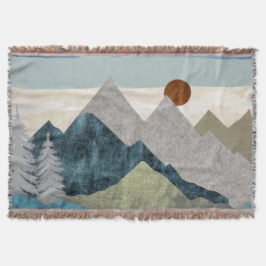 山ストライプの空 スローブランケット (正面)