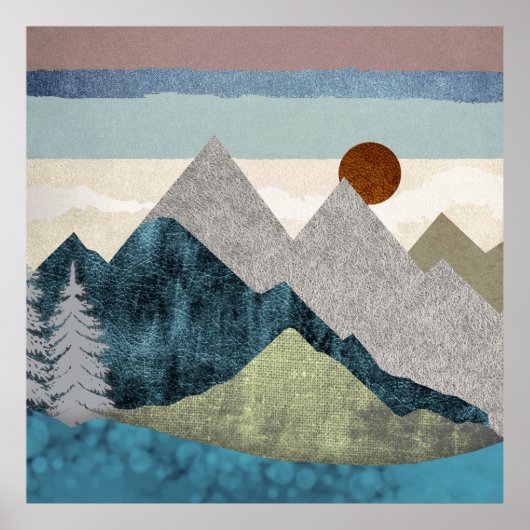 山ストライプの空 ポスター (正面)