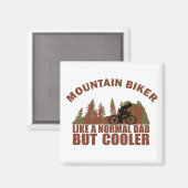 山バイクもしくは自転車に乗る人パパ通常のパパのようだがクール マグネット (正面/裏面)