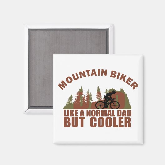 山バイクもしくは自転車に乗る人パパ通常のパパのようだがクール マグネット (正面/裏面)