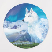 山パーソナライズされたを持つハスキー犬 ラベル (デザイン1)