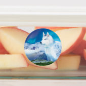 山パーソナライズされたを持つハスキー犬 ラベル (貼付)