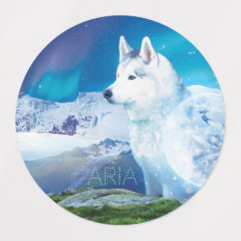 山パーソナライズされたを持つハスキー犬 ラベル