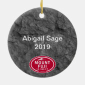 山パーソナライズされた富士ジャパン山クリスマス セラミックオーナメント (裏面)