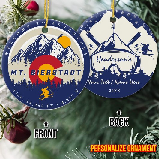 山ビエルシュタットコロラドフラッグマウンテンサンセット セラミックオーナメント