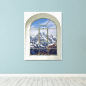 山ビュー人工窓 キャンバスプリント (インサイチュ (ウッドフロア))