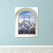 山ビュー人工窓 キャンバスプリント (インサイチュ (ウッドフロア))