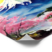 山フジジャパン水彩画 ポスター (角)