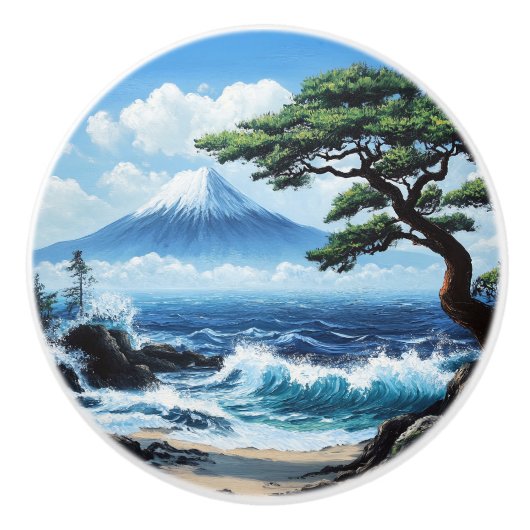 山フジジャパン海ビュ絵を描ー セラミックノブ (正面)