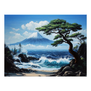 山フジジャパン海ビュ絵を描ー ポスター