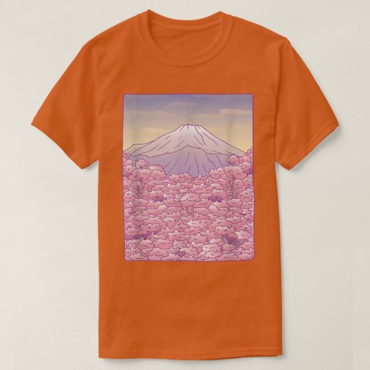 山フジパステル日本の桜さくらんぼフラムス Tシャツ (デザイン正面)