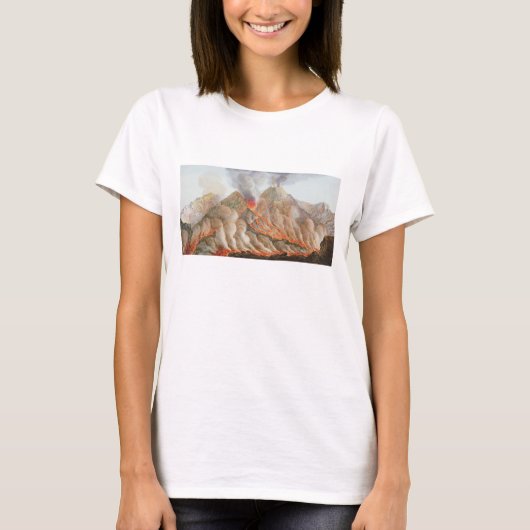 山ベスビウスのクレーターオリジナルスケッチ Tシャツ (正面)