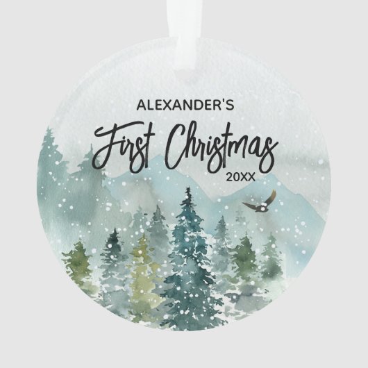 山ベビーの初めてのクリスマス名オーナメント オーナメント (裏面)