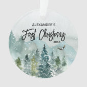 山ベビーの初めてのクリスマス名オーナメント オーナメント (正面)