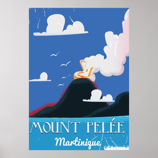 山ペレ、マルティニケ・ヴィンテージ旅行ポスター ポスター (正面)