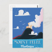山ペレ、マルティニケ・ヴィンテージ旅行ポスター ポストカード (正面/裏面)